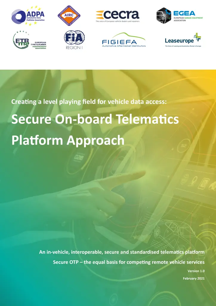 Read the paper: “Creating a level playing field for vehicle data access: Secure On-board Telematics Platform Approach”